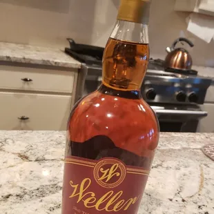 a bottle of well aged bourbon