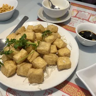 Crispy Fried Tofu with Soy Sauces