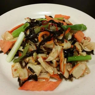 a white plate of food