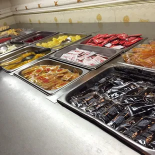 The display of sauces seems like filler in the buffet.