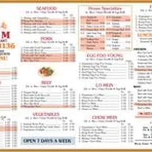 the menu of the restaurant