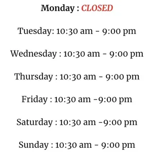 Hunan 1&apos;s current Hours of Operation