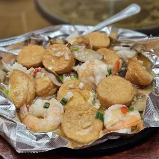 Egg tofu with seafood