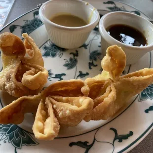Crab Rangoon with two dipping sauces