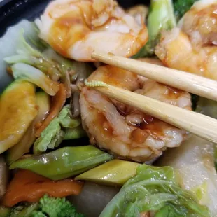 Steamed shrimp with vegetables. Lost my appetite.