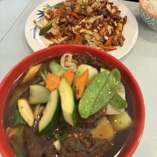 Beef Stew Noodle Soup and Twice Cooked Pork