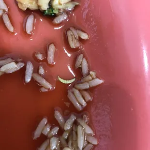 a bowl full of rice and other food items