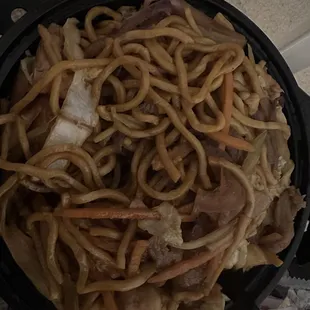 Lo mein, wayy too much garlic. It was all I could taste.