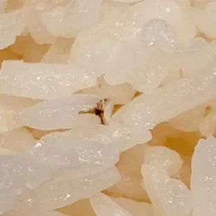 White rice with a nat of some sort.