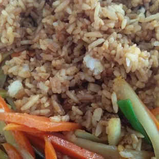 Fried rice tastes like white rice soaked in soy sauce and stirred in oil. Not even season right.