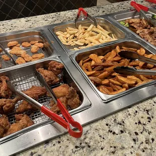 chicken wings and fried chicken, interior