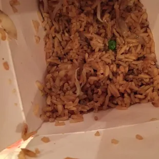 Shrimp fried rice notice the shrimp or lack there of.