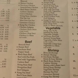 Chicken, pork, beef, shrimp, vegetarian