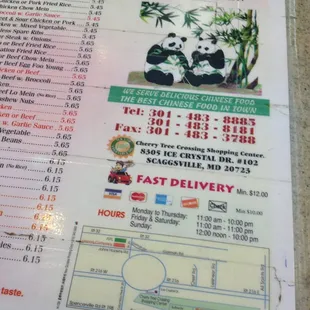 menu