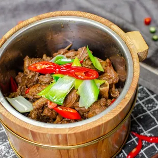 close up of a bowl of stir fry