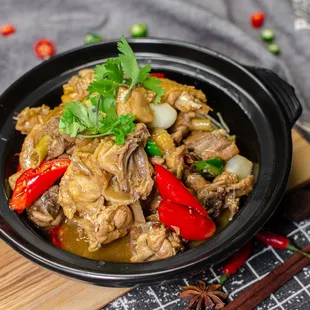 bowl of stir fried chicken