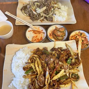 Spicy pork and Bulgogi