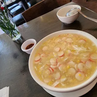 Corn soup with crabmeat