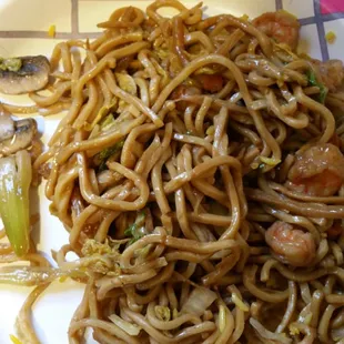 Shrimp lo mein...whatever veggies in there were soft and noodles tasted old. $16.95 gone to waste!