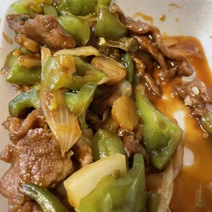 Pepper steak (with forgotten other veggies that had been requested)