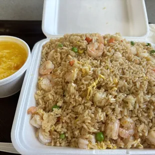 Egg Drop Soup and shrimp fried rice