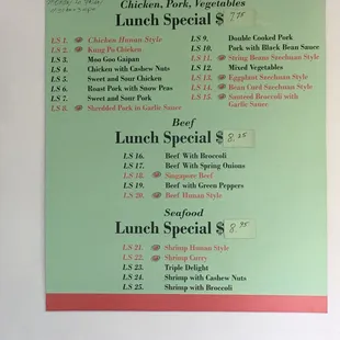Lunch specials