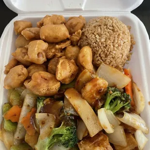 Hunan shrimp and sweet and sour pork