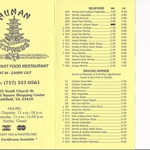 sushi and sashimi, menu