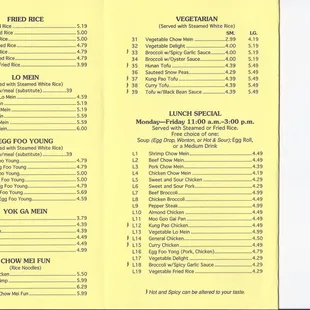 menu