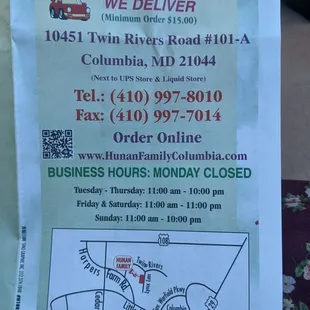 business hours and hours closed