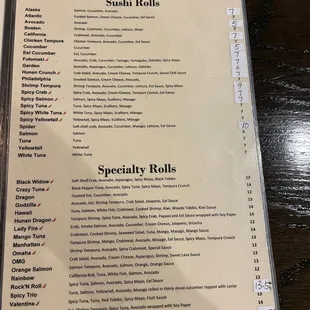 menu