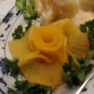 Radish flower on shrimp