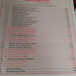 menu