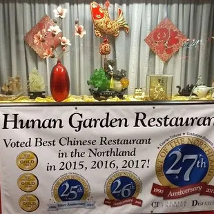 a sign for the restaurant