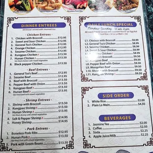 sushi and sashimi, menu