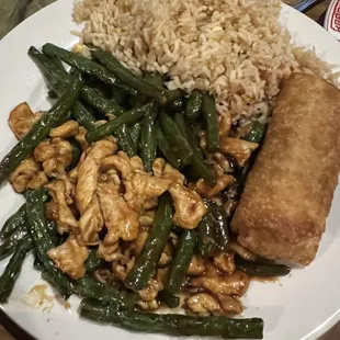 Chicken and green beans with the amazing Egg Roll