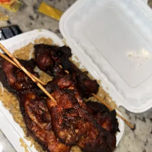 Teriyaki Chicken Stick with Fried Rice 10/10  I added hot mustard for a kick.