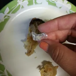 This large, hard, and SHARP piece of plastic was found in one of their self made egg rolls.