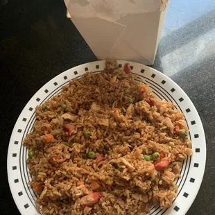 Yup combo fried rice no shrimp pork that was 2 weeks old chicken huh   Unreal     Never never never again ....unreal