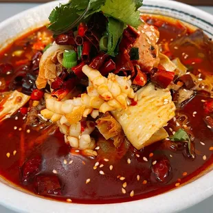 Boiled pork Blood curd in chili sauce 金牌毛血旺