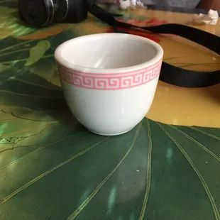 The cup with which they serve their hot tea