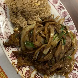 Mongolian beef lunch special, with fried rice.
