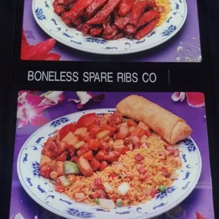 two plates of chicken and cashew nuts