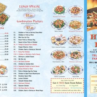 the menu for the restaurant