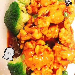 General Tso's Shrimp （Crispy jumbo shrimp &amp; steam  broccoli w. Hot pepper sauce)