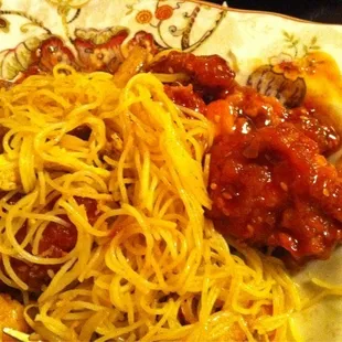 Singapore Style Noodles with Sesame Chicken