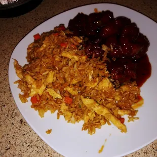 Chicken Fried Rice AND ORANGE CHICKEN.