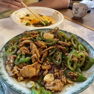 Pork with green peppers