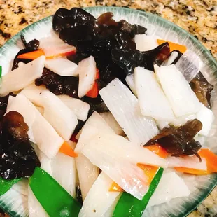 White goodies and black mushroom - health dish