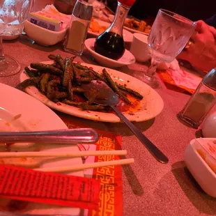 a table full of food and utensils